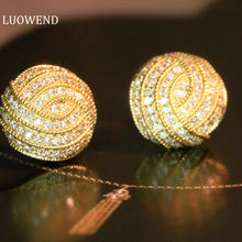 Load image into Gallery viewer, LUOWEND 18K Yellow Gold Real Natural Diamond Stud Earrings for Women