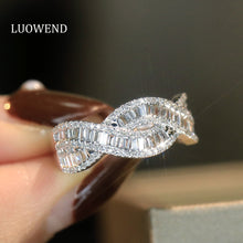 Load image into Gallery viewer, LUOWEND 18K White Gold Real Natural Diamond Ring for Women