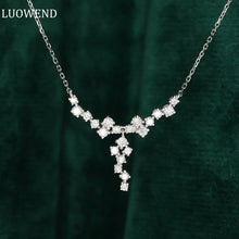 Load image into Gallery viewer, LUOWEND 18K White Gold Real Natural Diamond Pendant Necklace for Women
