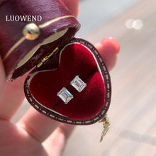 Load image into Gallery viewer, LUOWEND 18K White Gold Natural Diamond Earrings for Women