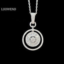 Load image into Gallery viewer, LUOWEND 18K White Gold Real Natural Diamond Pendant Necklace for Women