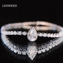 Load image into Gallery viewer, LUOWEND 18K White Gold Real Natural Diamond Bracelet for Women