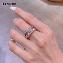 Load image into Gallery viewer, LUOWEND 18K White Gold Real Natural Diamond Ring for Women