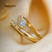 Load image into Gallery viewer, LUOWEND 18K Yellow Gold Natural Diamond Ring for Women