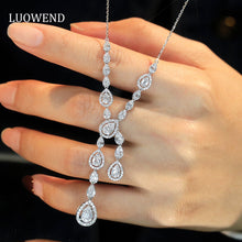 Load image into Gallery viewer, LUOWEND 18K White Gold Real Natural Diamond Necklace for Women