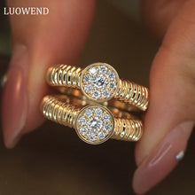 Load image into Gallery viewer, LUOWEND 18K Yellow Gold Real Natural Diamond Ring for Women