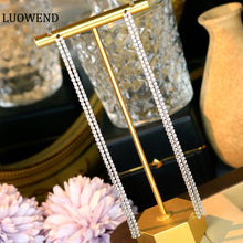 Load image into Gallery viewer, LUOWEND 18K White Gold Natural Diamond Drop Earrings for Women