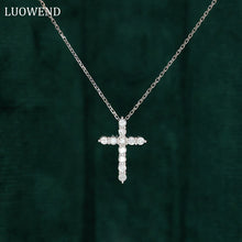 Load image into Gallery viewer, LUOWEND 18K White Gold Real Natural Diamond Pendant Necklace for Women