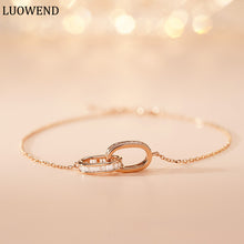 Load image into Gallery viewer, LUOWEND 18K White or Rose Gold Real Natural Diamond Bracelet for Women