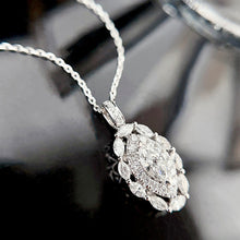 Load image into Gallery viewer, LUOWEND 18K White Gold Real Natural Diamond Pendant Necklace for Women