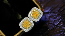 Load image into Gallery viewer, LUOWEND 18K White Gold Real Natural Yellow Diamond Stud Earrings for Women