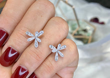 Load image into Gallery viewer, LUOWEND 18K White Gold Real Natural Diamond Stud Earrings for Women