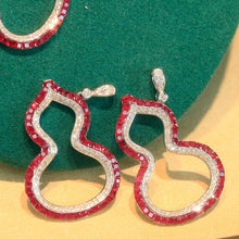 Load image into Gallery viewer, LUOWEND 18K White Gold Real Natural Diamond and Ruby Gemstone Necklace for Women