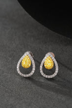 Load image into Gallery viewer, LUOWEND 18K White Gold Real Natural Yellow Diamond Stud Earrings for Women