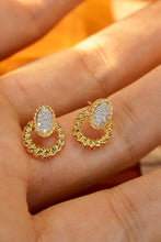 Load image into Gallery viewer, LUOWEND 18K Yellow Gold Real Natural Diamond Stud Earrings for Women