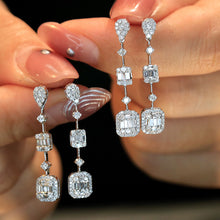 Load image into Gallery viewer, LUOWEND 18K White Gold Real Natural Diamond Drop Earrings for Women