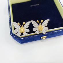 Load image into Gallery viewer, LUOWEND 18K White Gold Real Natural Yellow Diamond Stud Earrings for Women