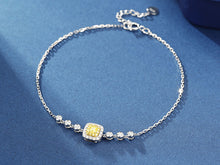 Load image into Gallery viewer, LUOWEND 18K White Gold Real Natural Yellow Diamond Bracelet for Women