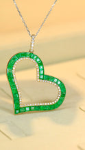 Load image into Gallery viewer, LUOWEND 18K Yellow Gold Real Natural Emerald and Diamond Gemstone Necklace for Women