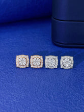 Load image into Gallery viewer, LUOWEND 18K White or Rose Gold Real Natural Diamond Stud Earrings for Women