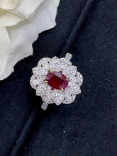Load image into Gallery viewer, LUOWEND 18K White Gold Real Natural Ruby Gemstone Ring for Women