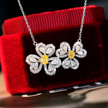 Load image into Gallery viewer, LUOWEND 18K White Gold Real Natural Yellow Diamond Pendant Necklace for Women