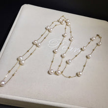 Load image into Gallery viewer, LUOWEND 18K Yellow Gold Freshwater Pearl Necklace for Women