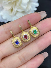 Load image into Gallery viewer, LUOWEND 18K Yellow Gold Real Natural Gemstone Pendant Necklace for Women