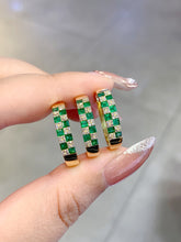 Load image into Gallery viewer, LUOWEND 18K Yellow Gold Real Natural Diamond and Emerald Ring for Women