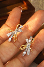 Load image into Gallery viewer, LUOWEND 18K White and Yellow Gold Real Natural Diamond Stud Earrings for Women