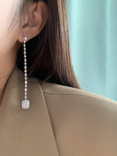 Load image into Gallery viewer, LUOWEND 18K White Gold Real Natural Diamond Drop Earrings for Women
