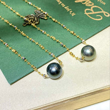 Load image into Gallery viewer, LUOWEND 18K Gold Natural Tahiti Pearl Necklace for Women