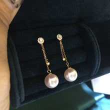 Load image into Gallery viewer, LUOWEND 18K Yellow Gold Real Natural Akoya Pearl Earrings for Women