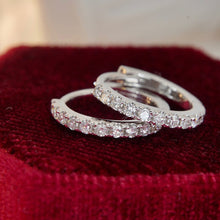 Load image into Gallery viewer, LUOWEND 18K White Gold Real Natural Diamond Hoop Earrings for Women
