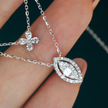 Load image into Gallery viewer, LUOWEND 18K White Gold Real Natural Diamond Pendant Necklace for Women