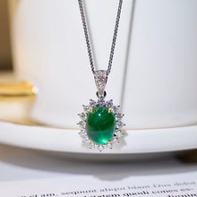 Load image into Gallery viewer, LUOWEND 18K White and Yellow Gold Real Natural Emerald Gemstone Necklace for Women