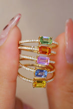 Load image into Gallery viewer, LUOWEND 18K Rose Gold Real Natural Aquamarine Ring for Women