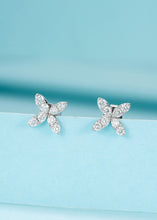 Load image into Gallery viewer, LUOWEND 18K White or Rose Gold Real Natural Diamond Stud Earrings for Women