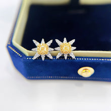 Load image into Gallery viewer, LUOWEND 18K White Gold Real Natural Yellow Diamond Stud Earrings for Women