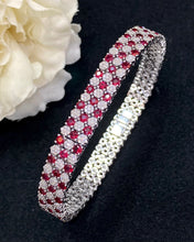 Load image into Gallery viewer, LUOWEND 18K White Gold Real Natural Ruby Gemstone Bracelet for Women