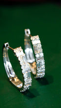 Load image into Gallery viewer, LUOWEND 18K White Gold Real Natural Diamond Hoop Earrings for Women