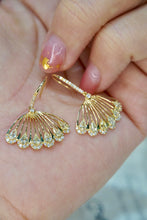 Load image into Gallery viewer, LUOWEND 18K Yellow Gold Real Natural Diamond Drop Earrings for Women