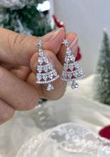 Load image into Gallery viewer, LUOWEND 18K White Gold Real Natural Diamond Drop Earrings for Women
