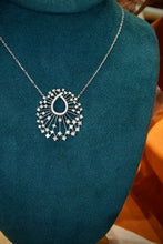 Load image into Gallery viewer, LUOWEND 18K White Gold Real Natural Diamond Necklace&Earrings for Women