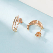 Load image into Gallery viewer, LUOWEND 18K White or Rose Gold Real Natural Diamond Stud Earrings for Women