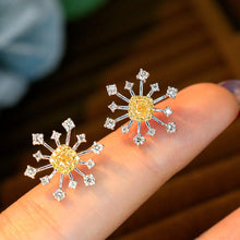Load image into Gallery viewer, LUOWEND 18K White Gold Real Natural Yellow Diamond Stud Earrings for Women
