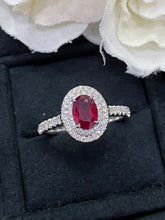 Load image into Gallery viewer, LUOWEND 18K White Gold Real Natural Ruby Gemstone Ring for Women