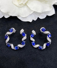 Load image into Gallery viewer, LUOWEND 18K White Gold Real Natural Sapphire Gemstone Earrings for Women