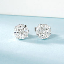 Load image into Gallery viewer, LUOWEND 18K White Gold Real Natural Diamond Stud Earrings for Women