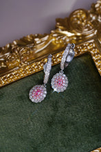 Load image into Gallery viewer, LUOWEND 18K White Gold Real Natural Pink Diamond Earrings for Women